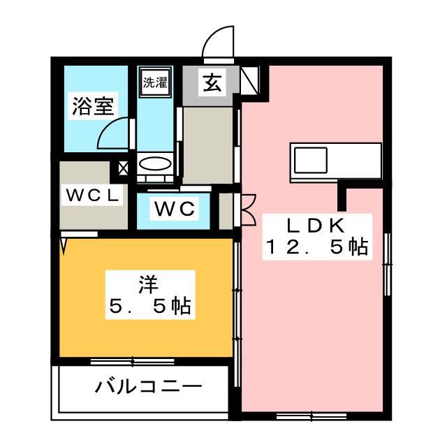 ルナ ド ショパン(1LDK/4階)の間取り写真