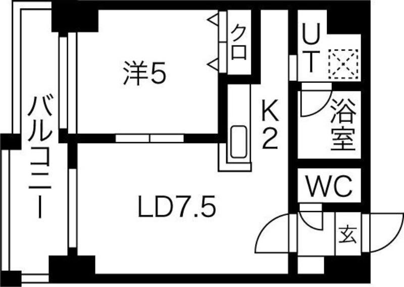 メープル元町(1LDK/8階)の間取り写真