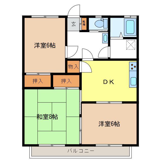 サンフラワーA(3DK/1階)の間取り写真