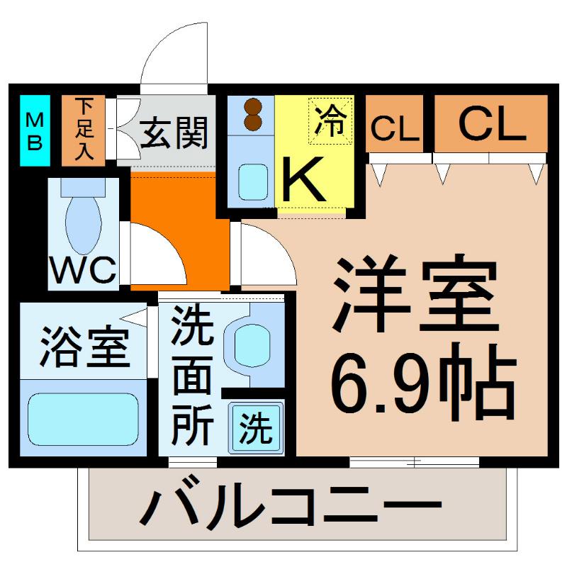 プレサンス金山グリーンパークス(1K/7階)の間取り写真