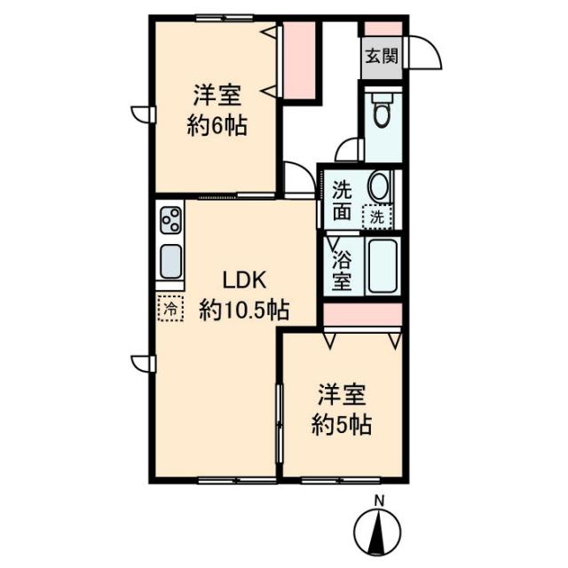 ルミエール(2LDK/1階)の間取り写真