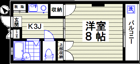 リュミエール尾山台(1K/2階)の間取り写真