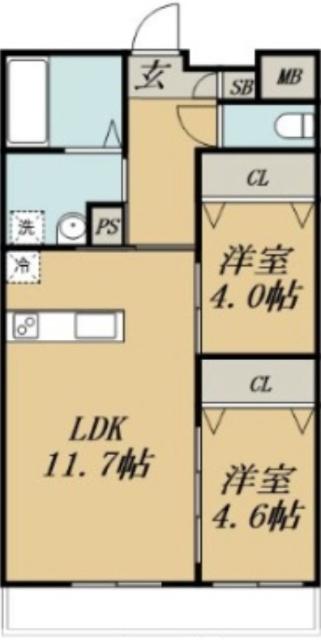 GROWTH NISHIKI(2LDK/4階)の間取り写真