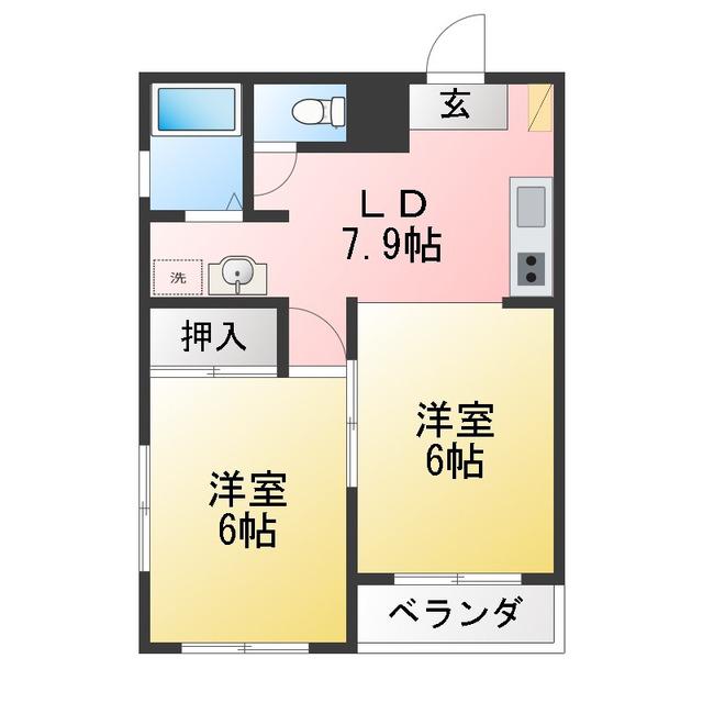 鈴木ビル(2LDK/4階)の間取り写真