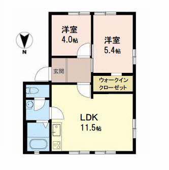 ラ・サルデーヌ(2LDK/1階)の間取り写真