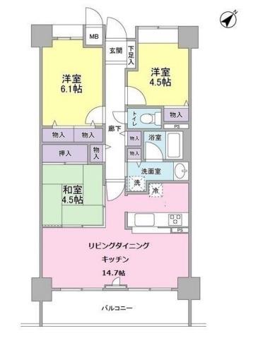 ブリリアン豊洲(3LDK/6階)の間取り写真