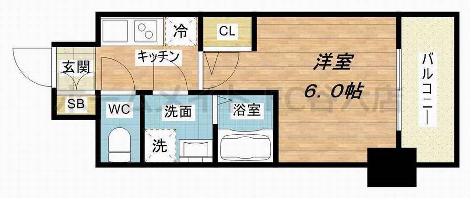 エスリード福島レジデンス(1K/7階)の間取り写真
