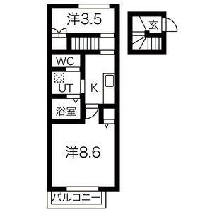 SACRALE西古川(1SK/2階)の間取り写真