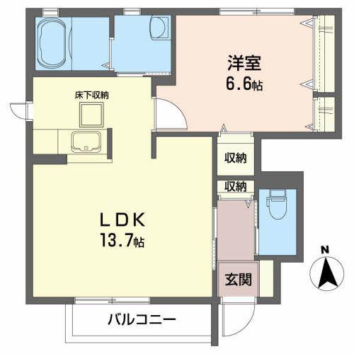 シャーメゾン・フロール(1LDK/1階)の間取り写真