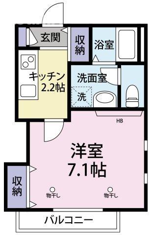 メゾン静(1K/2階)の間取り写真