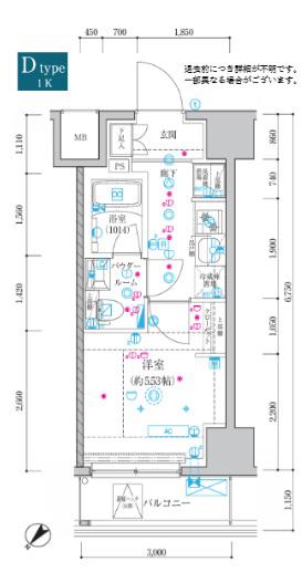 プレール・ドゥーク川口並木(1K/8階)の間取り写真