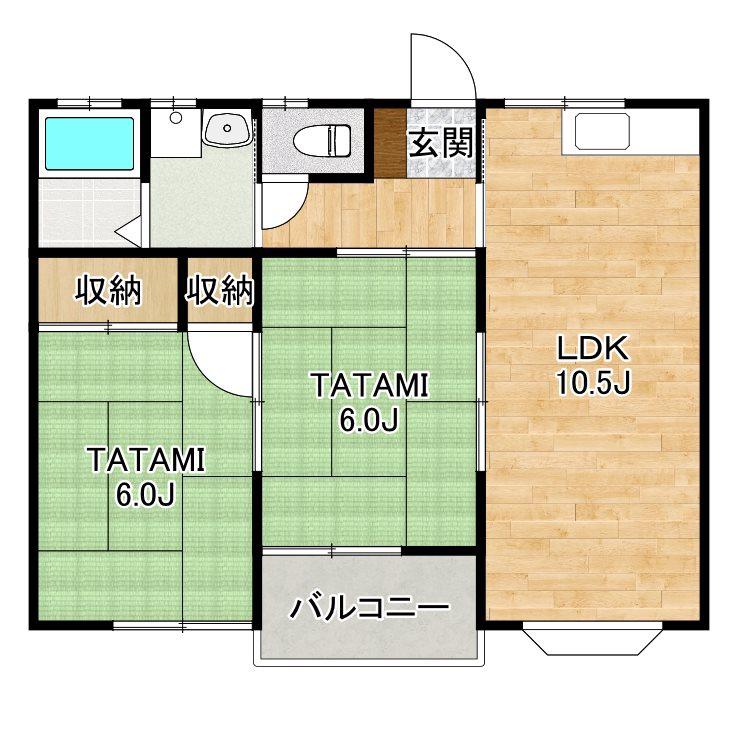 パステールグラン(2LDK/2階)の間取り写真