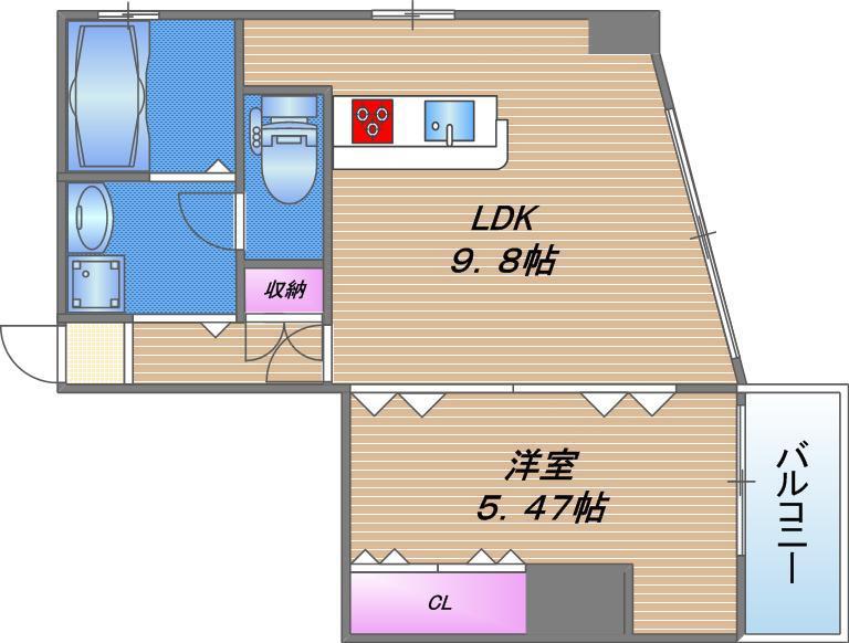 ブランフォート(1LDK/4階)の間取り写真