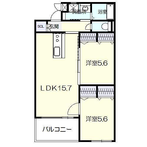 アルテマイスターディアナウエスト(2LDK/2階)の間取り写真