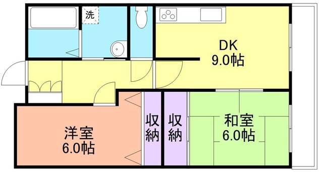 エスポワール紀ノ川(2DK/2階)の間取り写真