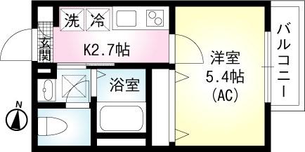 SUNアメージング(1K/2階)の間取り写真
