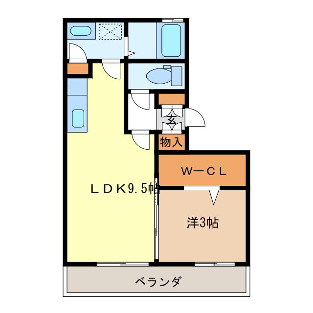リビングタウンさくらだ(1LDK/2階)の間取り写真
