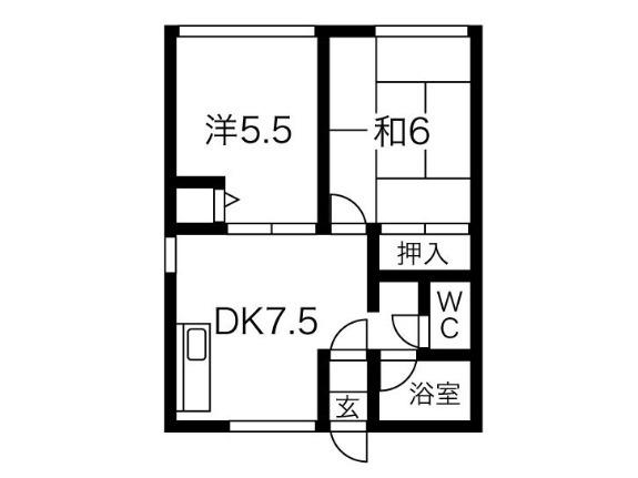 シティハイムドエール(2DK/1階)の間取り写真