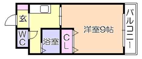 GARDEN ONE(1K/2階)の間取り写真
