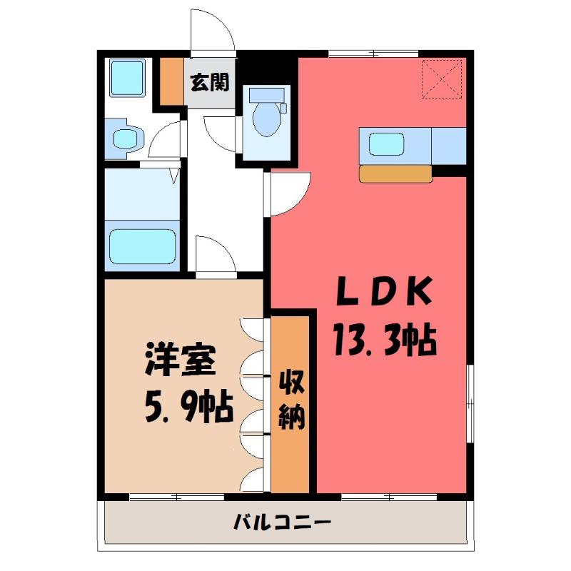 エレガンスII(1LDK/2階)の間取り写真