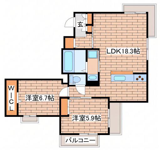 シャーメゾン桜須磨寺(2LDK/2階)の間取り写真