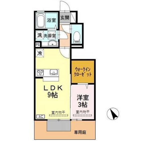 カレンデュラII(1LDK/1階)の間取り写真