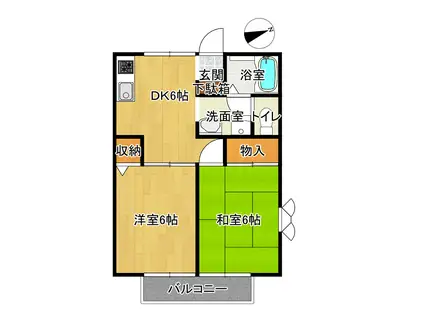 プライムステージ(2DK/2階)の間取り写真