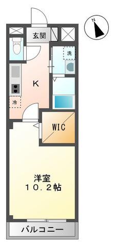 グランコスモB(1K/2階)の間取り写真