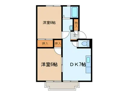 タウンハイツまるま(2DK/1階)の間取り写真