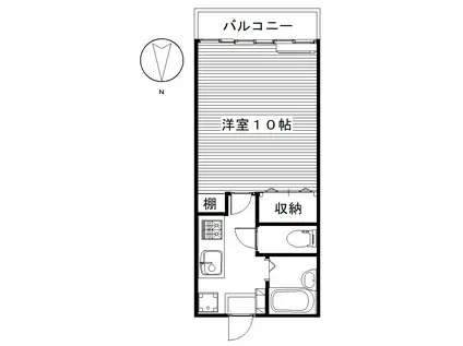 ハピネスII(1K/1階)の間取り写真