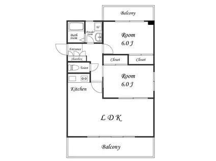 ファラオ国立(2LDK/3階)の間取り写真
