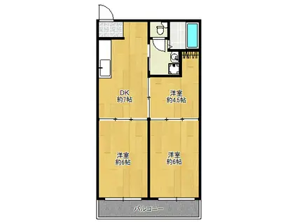 ハイツ西川(3DK/2階)の間取り写真