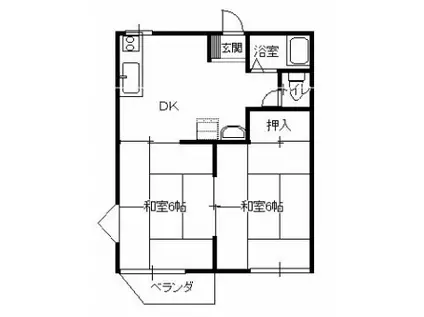 ヴィラ芙蓉C(2DK/2階)の間取り写真