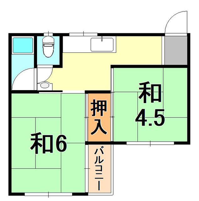 中野マンション(2DK/3階)の間取り写真