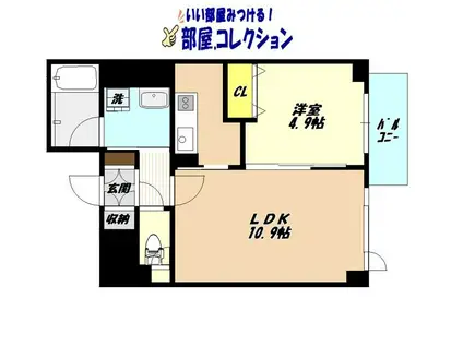 アネシス片野(1LDK/3階)の間取り写真