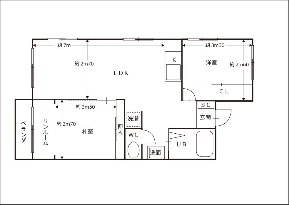 間瀬ビル(2LDK/4階)の間取り写真