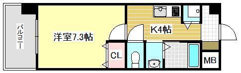 クオリアけやき通(1K/7階)の間取り写真