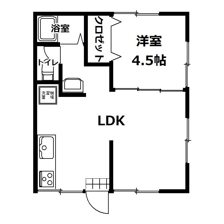 エムハイツ(1LDK/1階)の間取り写真