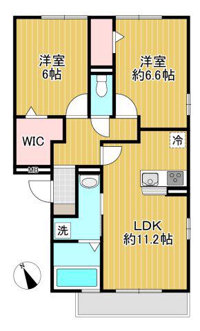 アンクレージュせんげん台(2LDK/1階)の間取り写真