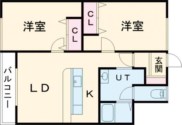 壱番館A(2LDK/1階)の間取り写真