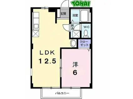 メゾンエトワール A棟(1LDK/1階)の間取り写真