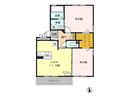 セジュール サンロイヤル(2LDK/1階)の間取り写真