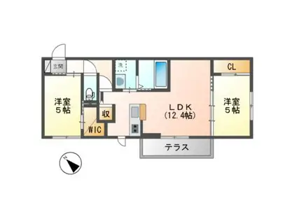 ディーシャンブル大黒田(2LDK/1階)の間取り写真