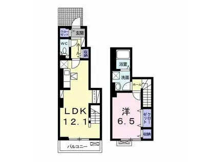 パレス ジェリカ III A(1LDK/1階)の間取り写真