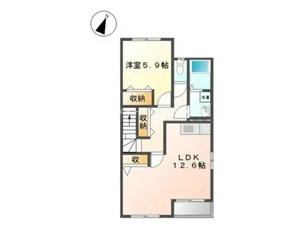 名鉄豊川線 諏訪町駅 徒歩15分 2階建 築16年(1LDK/2階)の間取り写真