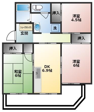 コーポ笹本(3DK/3階)の間取り写真