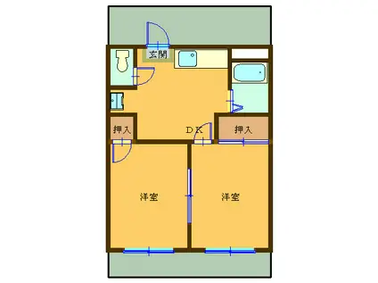 ハイツ立川(2DK/2階)の間取り写真