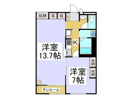 レオパレスエバーグリーン(1LDK/2階)の間取り写真