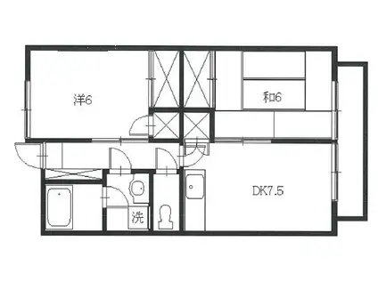 サニーハイツ生田(2DK/2階)の間取り写真