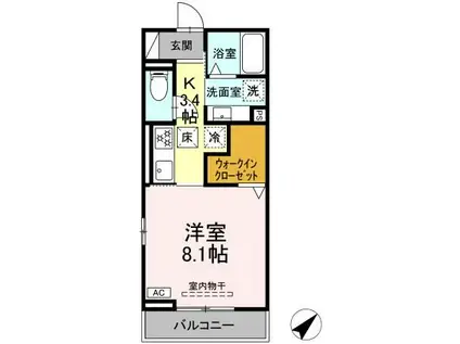 AXIS(1K/1階)の間取り写真